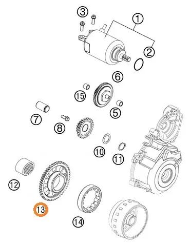 ENGRENAGEM PLACA PARTIDA KTM 250 EXCF 16 350 EXCF XCFW 14-16 FE 350 14-16 - Foto 3