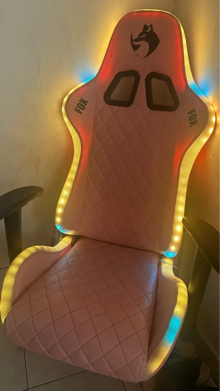 Cadeira Gamer Fox com LED Rosa