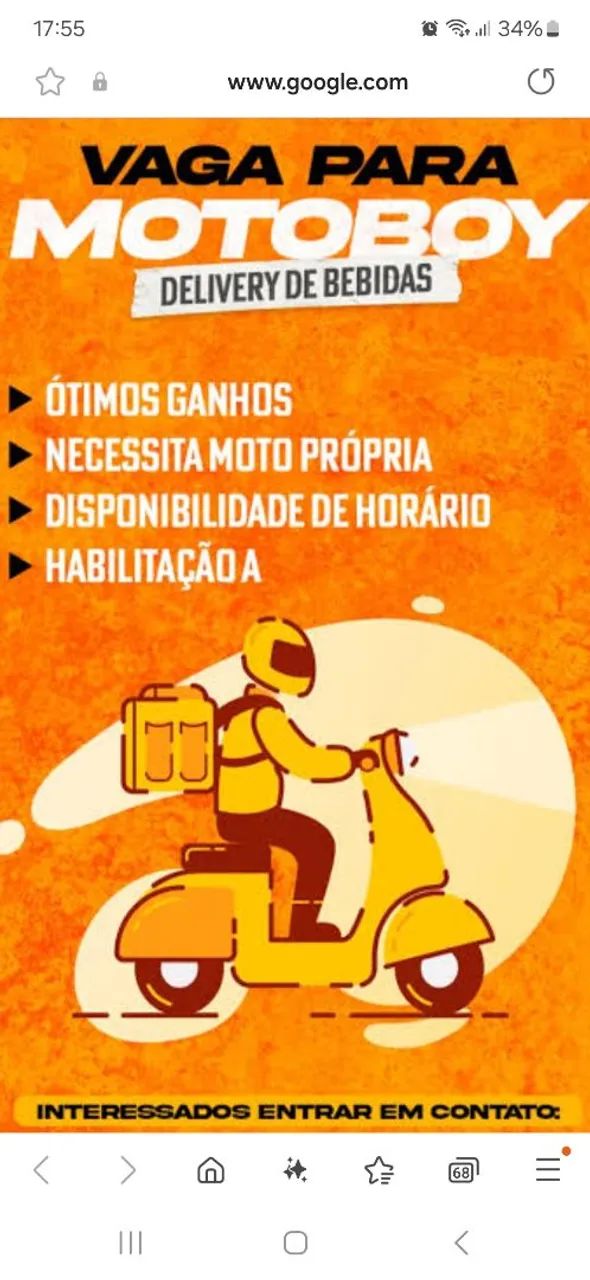 Vaga entregador ( Delivery de bebidas)