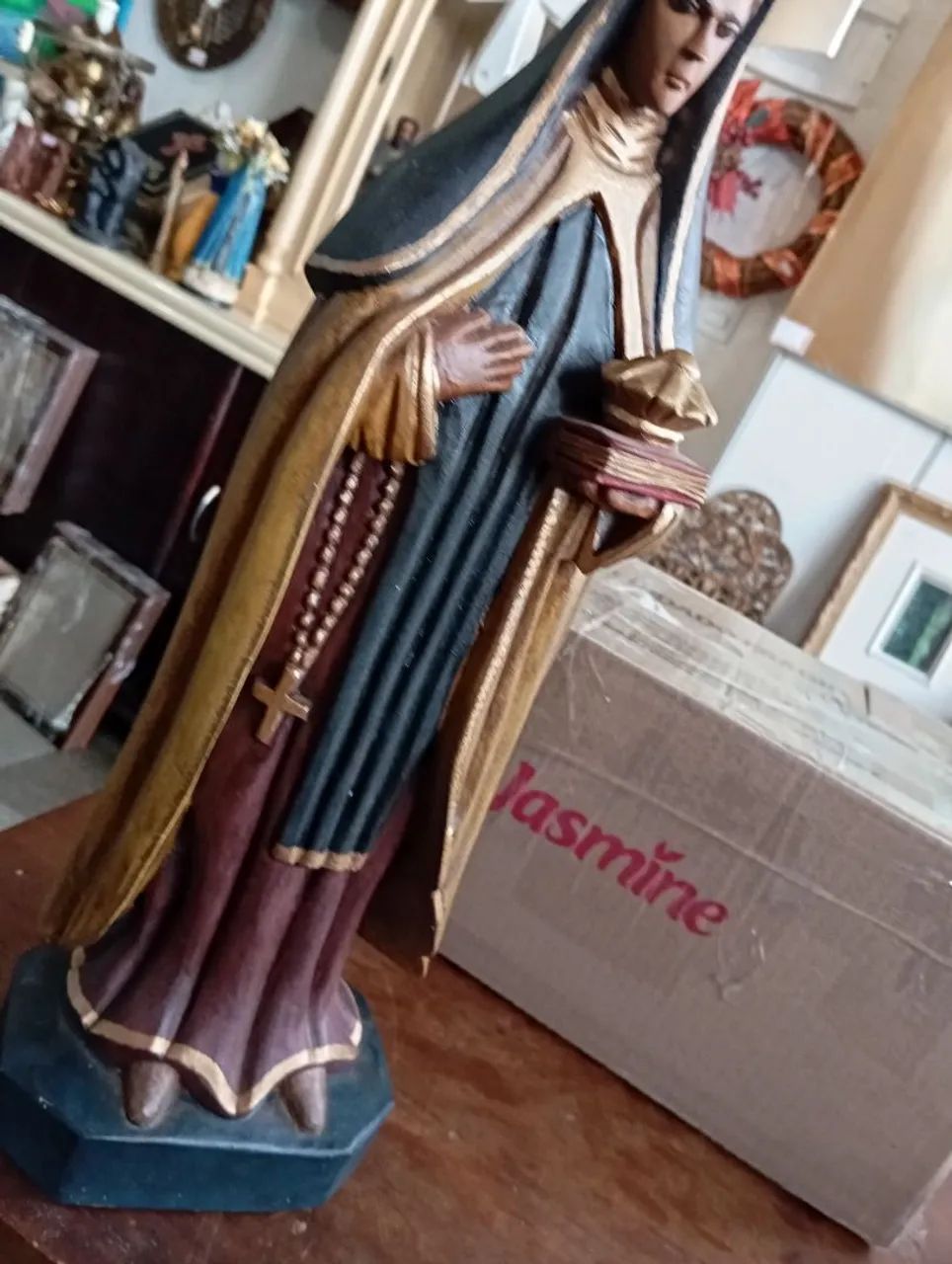 Imagem santa em madeira pintada a mão. - Foto 6