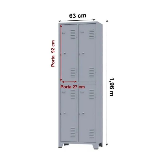 Roupeiro de Aço c/ 04 Portas Grandes 1,96×0,63×0,36m ENTREGAMOS DF E ENTORNO - Foto 3