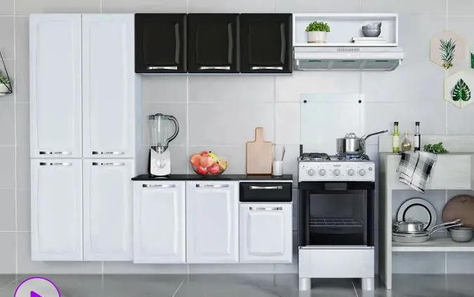 Cozinha Compacta Itatiaia Amanda Aço com Balcão 10 Portas 1 Gaveta