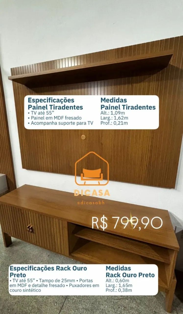 Rack e Painel de TV Amadeirado - Foto 4