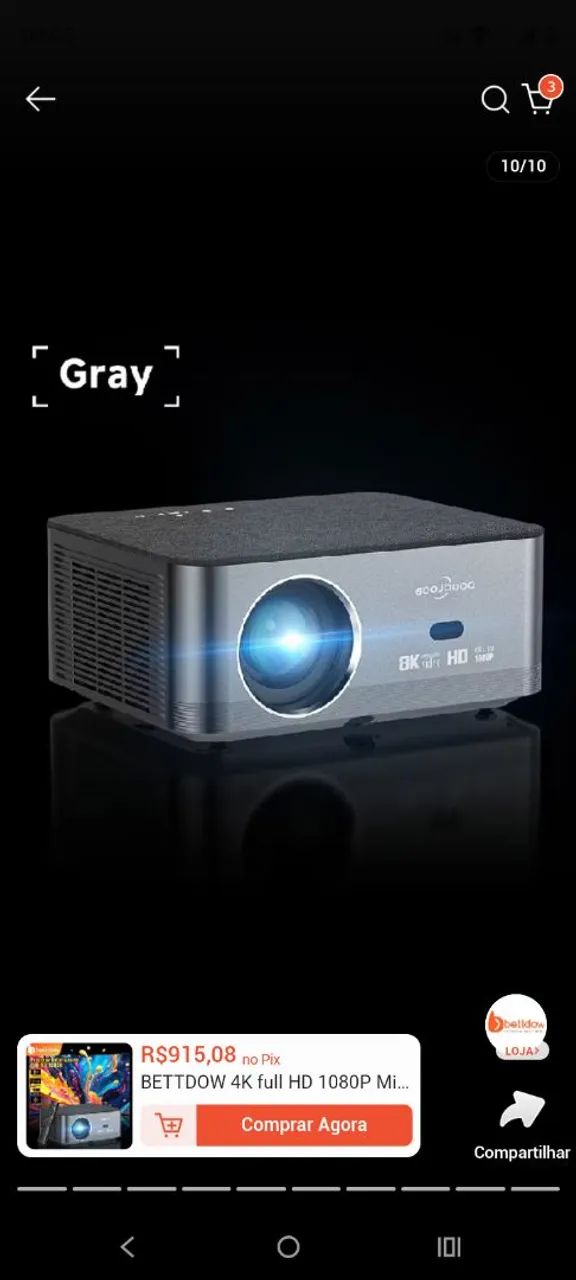 Projetor bettdow 24000 lumens 4k