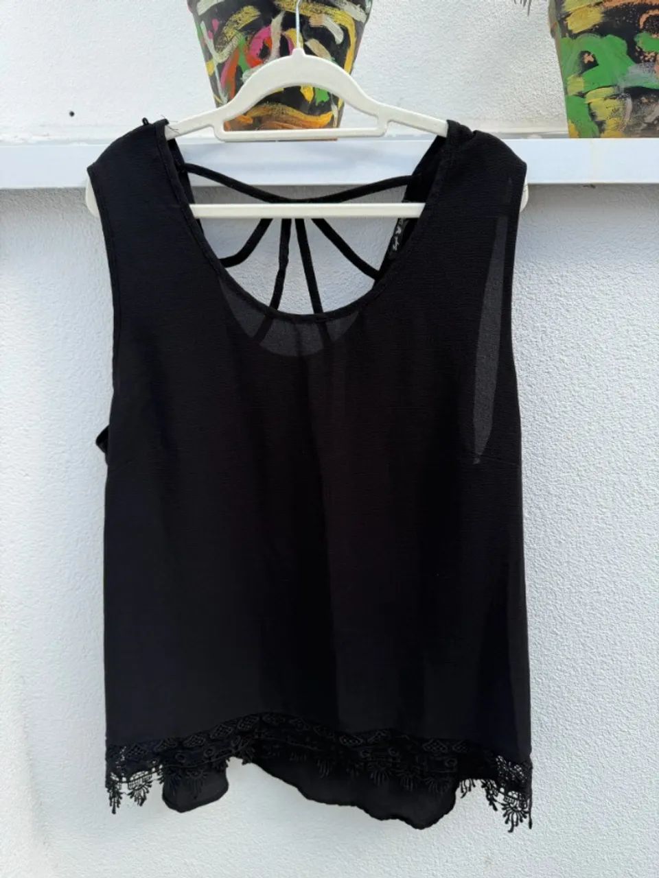 Blusa Preta Plus Size com Tiras nas Costas Eagle Rock - Tamanho G3 - Foto 2