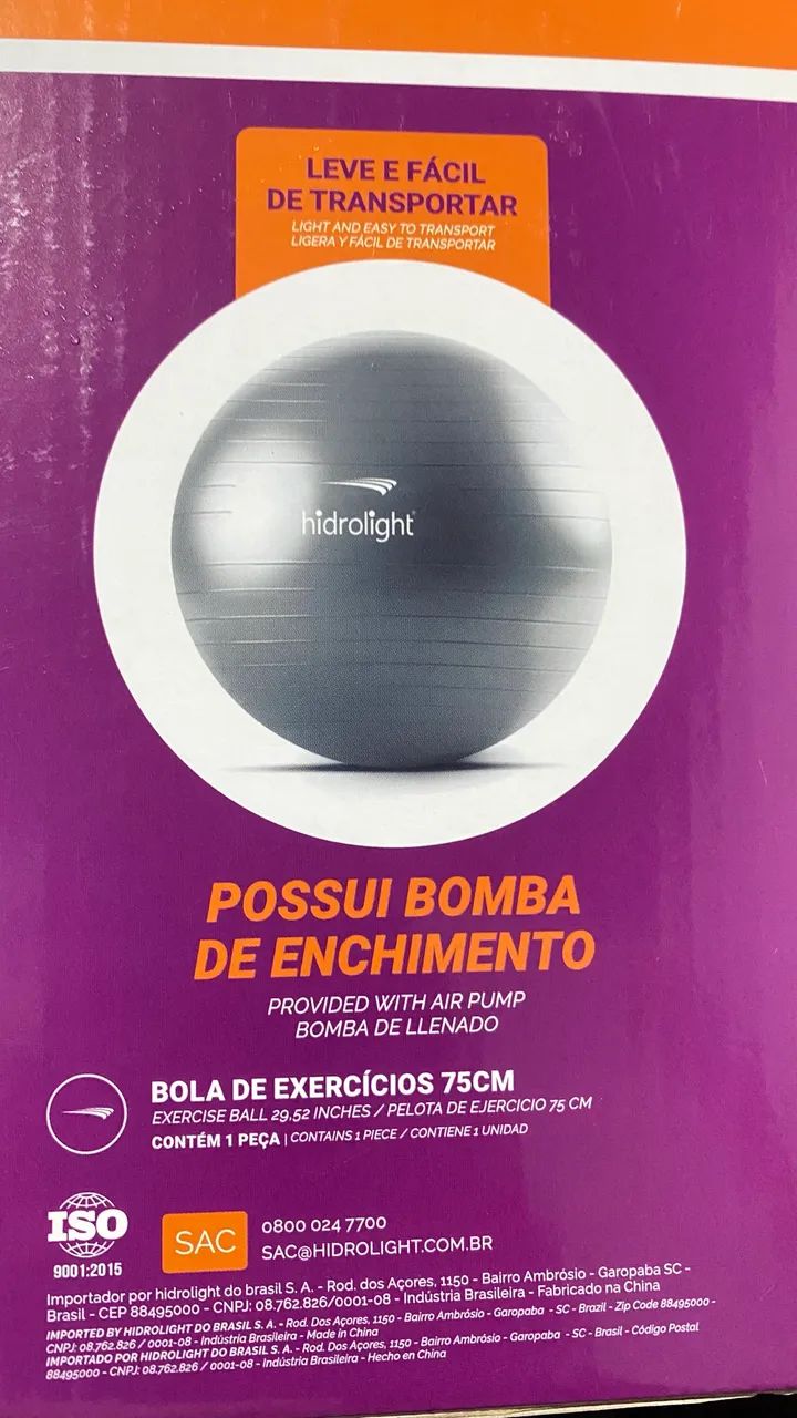 Bola de exercícios 75cm grande na caixa com bomba  - Foto 2