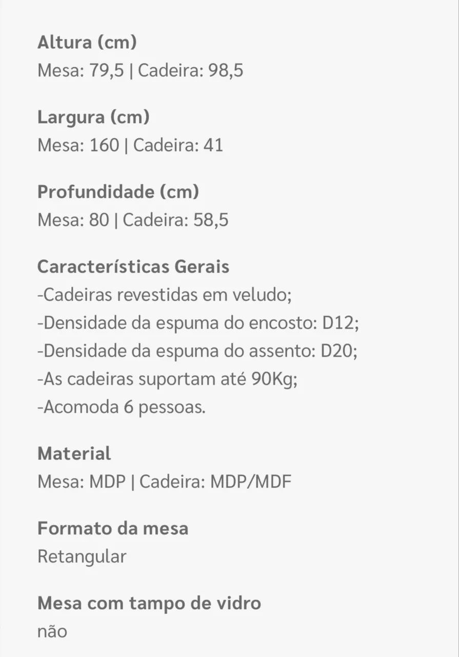 Mesa de Jantar - 6 Lugares  - Foto 4