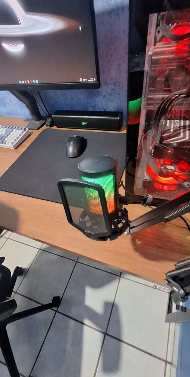 Microfone Fifine A6V RGB + Braço Articulado de mesa - Foto 2