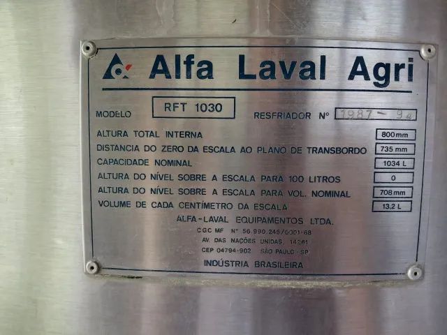 RESFRIADOR DE LEITE ALFA LAVAL AGRI RFT 1030 - Foto 2
