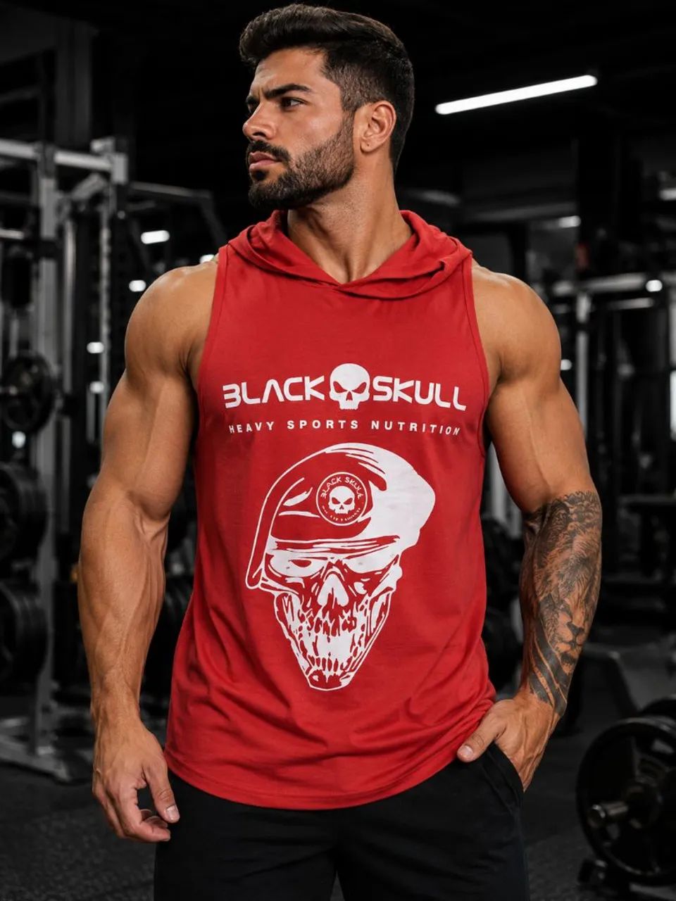 Camisa Machao Black Skull Touca sem mangas - Foto 2