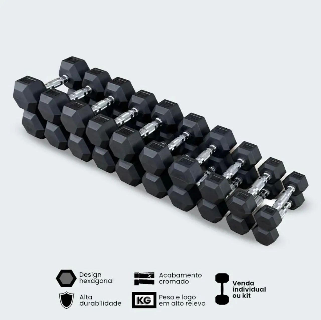 KIT HALTER SEXTAVADO INJETADO PEGADA CROMADA COM SUPORTE  - Foto 5