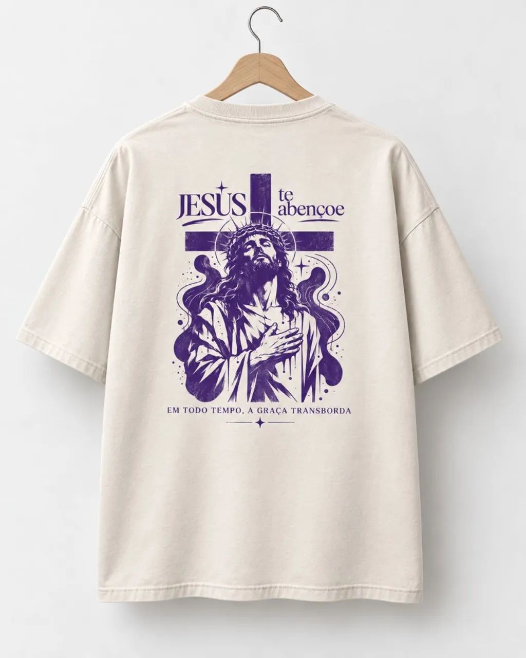 Camiseta  cristã Oversized Jesus te abençoe 