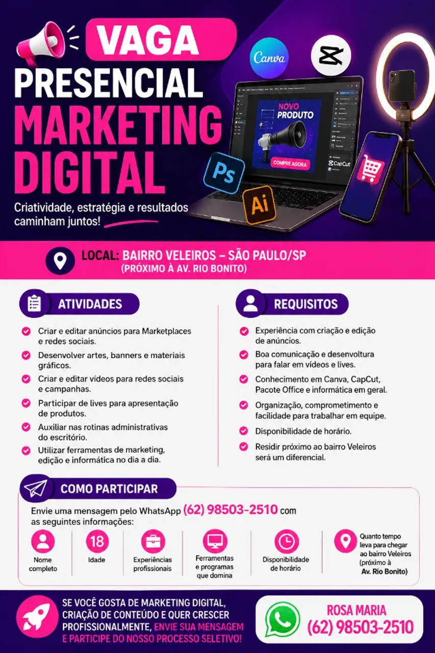 VAGA PRESENCIAL - MARKETING DIGITAL