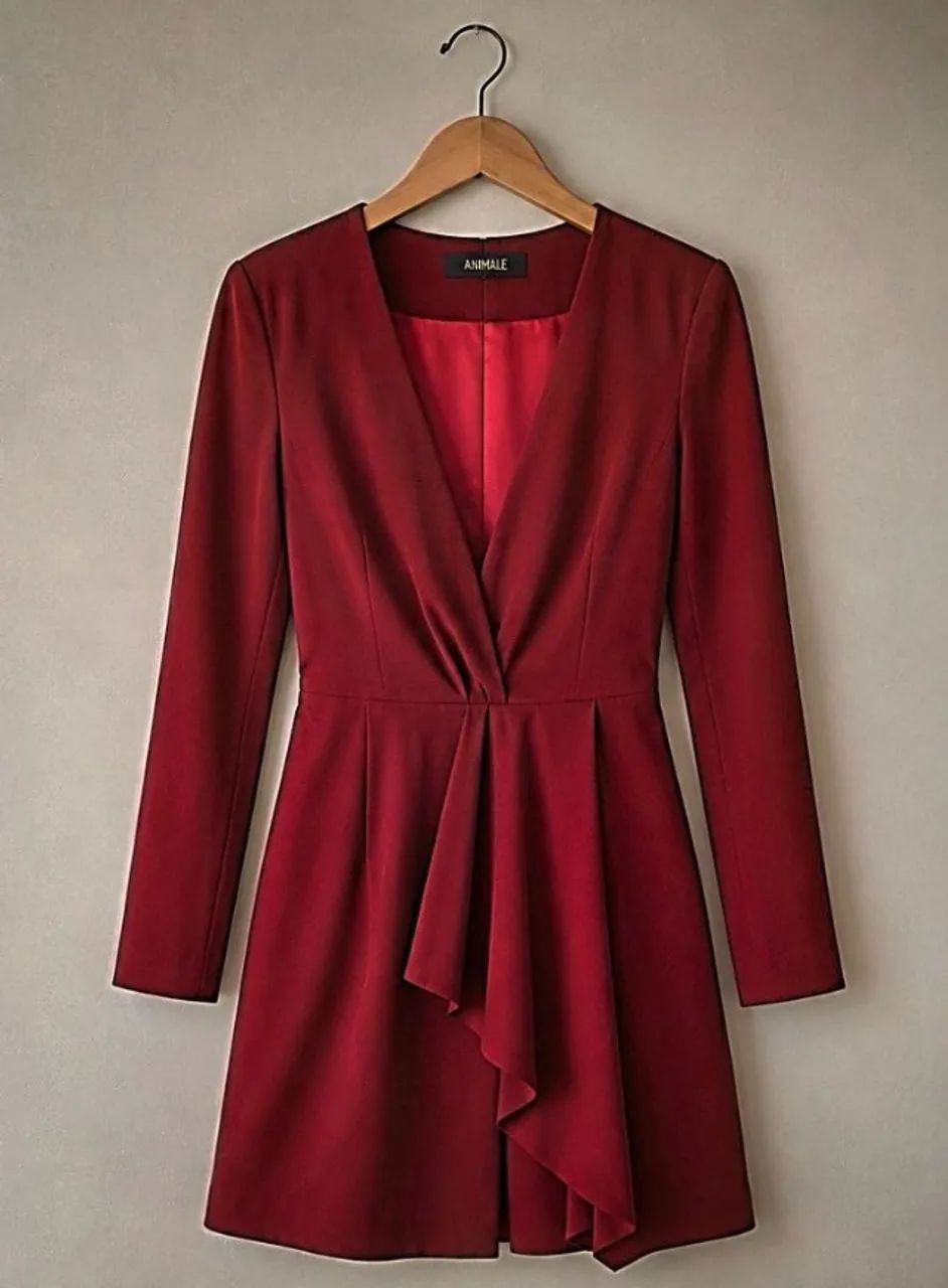 Vestido Animale Vermelho Cereja Acetinado - Tam P  - Foto 2