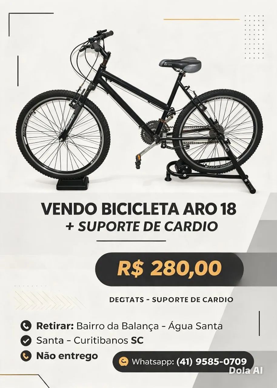 Bicicleta Aro 18 + suporte de cardio