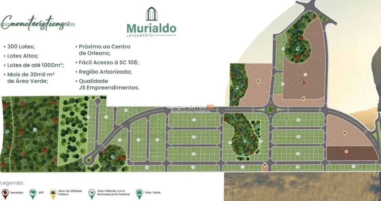 Terrenos com 375m² a 485m² no loteamento Murialdo, Murialdo, Orleans/SC - Foto 4