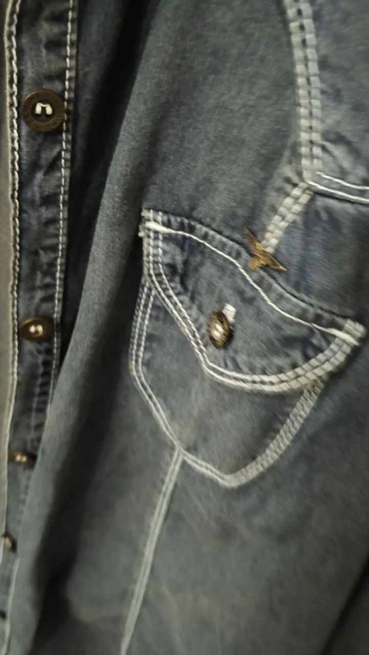 HUUUM SEMINE COLLECTION camisa jeans algodão  - Foto 4