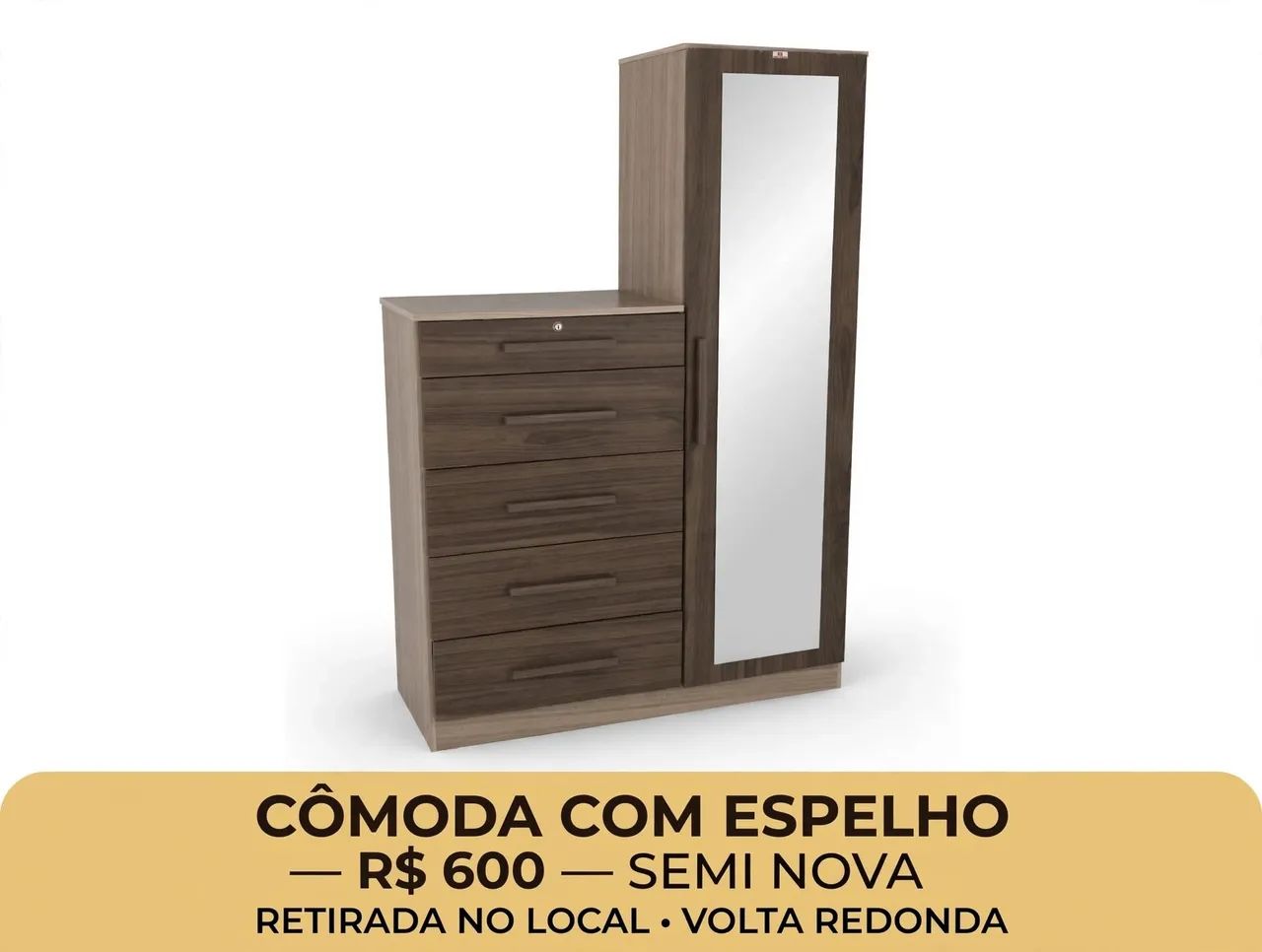 COMODA5 GAVETAS COM SAPATEIRO E ESPELHO