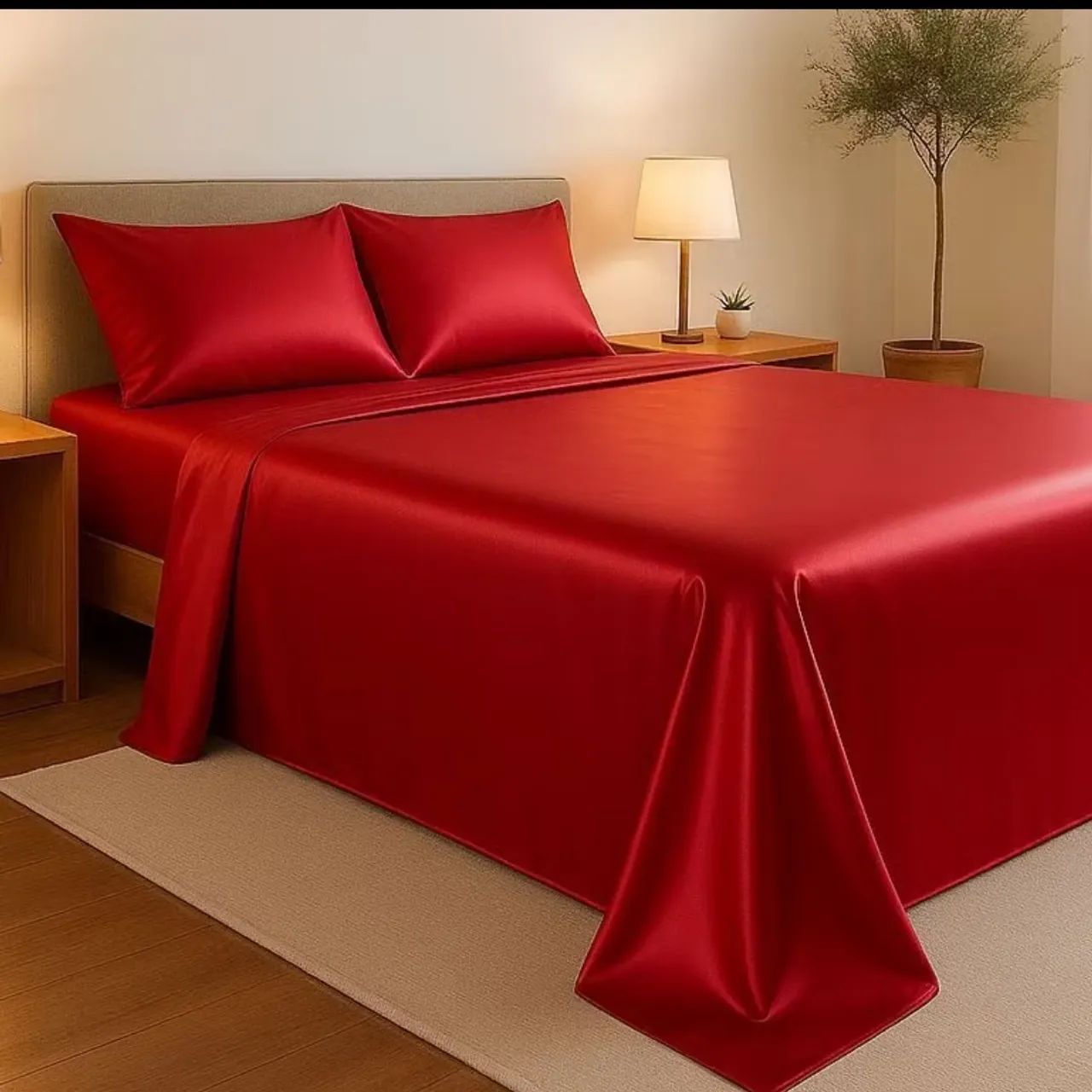 Conjunto de cetim com 4 peças para cama Queen 