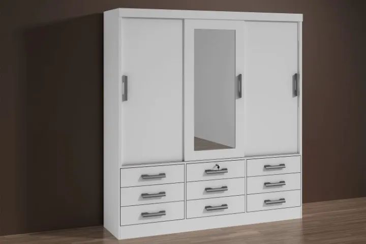 Roupeiro Meridian Plus 3P9G com Espelho Branco D Doro