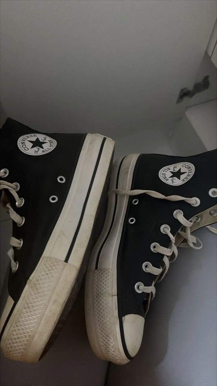 All star couro plataforma 