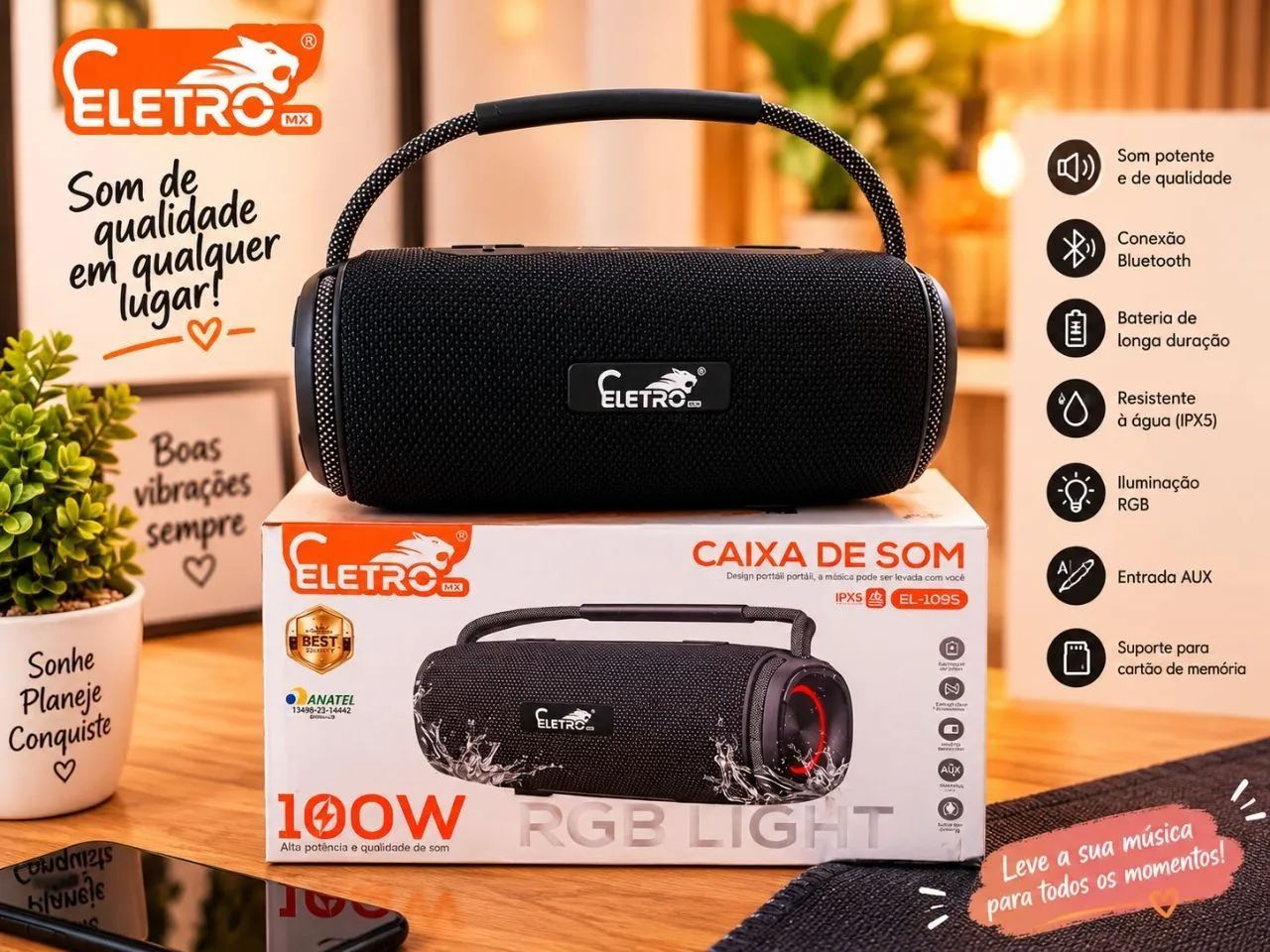 Caixa de som Bluetooth Eletro MX 100W