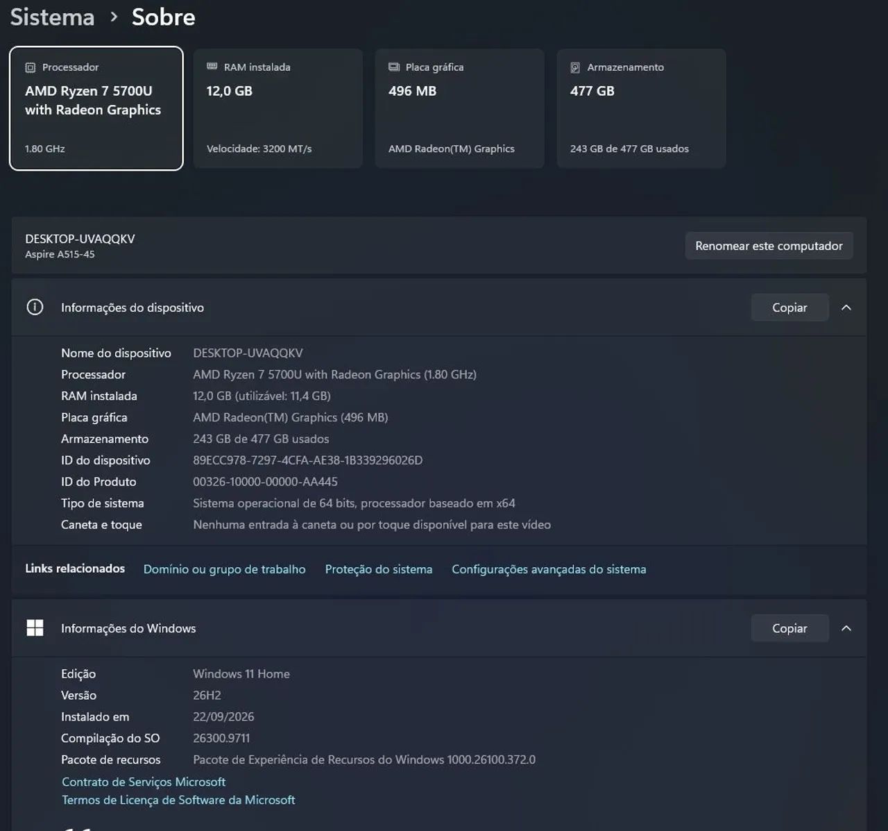 Notebook acer aspire ryzen7 12gb ram - Foto 4