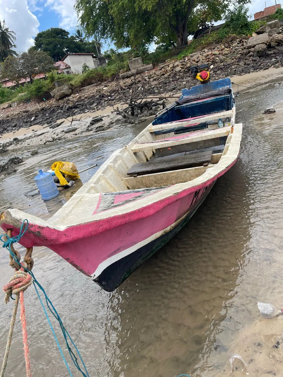Barco de Fibra Com motor e cobertura  - Foto 5
