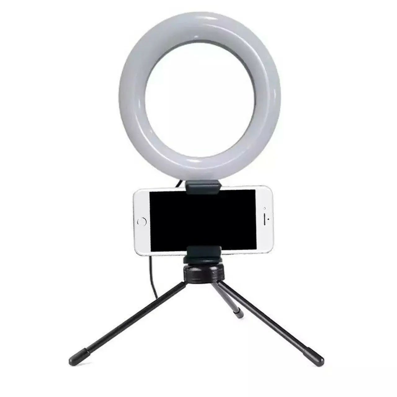 Ring Light de Mesa com Mini Tripé e Suporte para Celular Iluminação Profissional