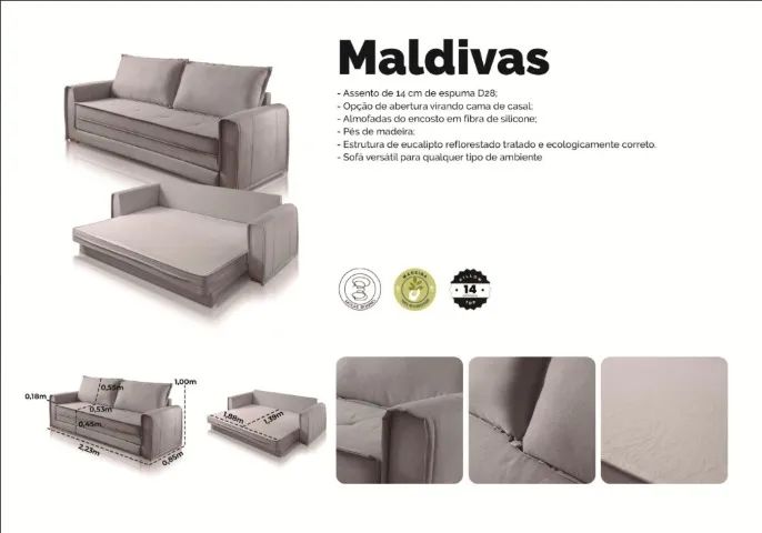 Sofá Cama Maldivas 2,20m - Produto Novo! Pague na Entrega! - Foto 5