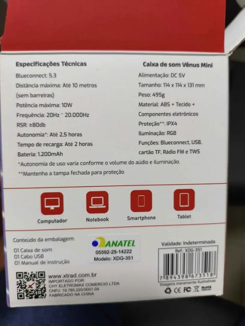 Caixa de Som bluetooth XTRAD 10W PEQUENA E POTENTE - Foto 2