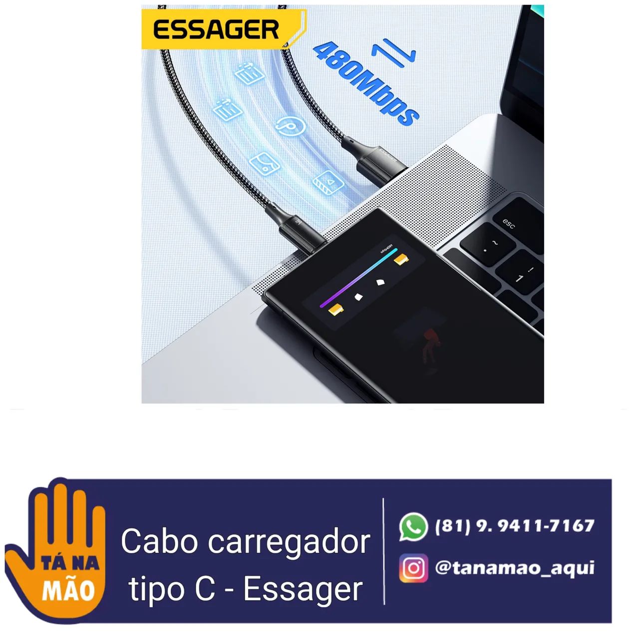 Cabo carregador USB/C - Essager  - Foto 3