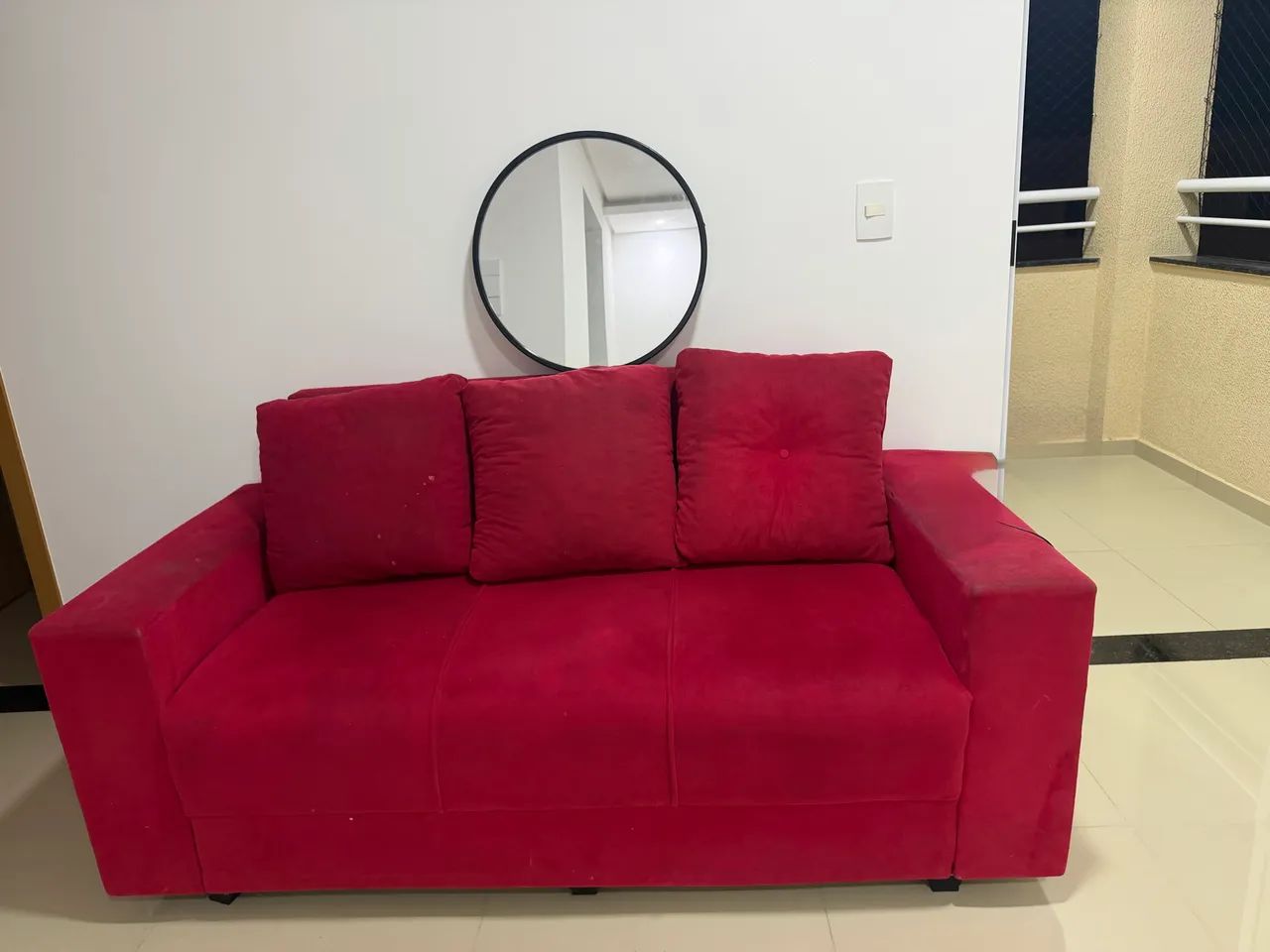 Sofá 3 Lugares Vermelho - Foto 2