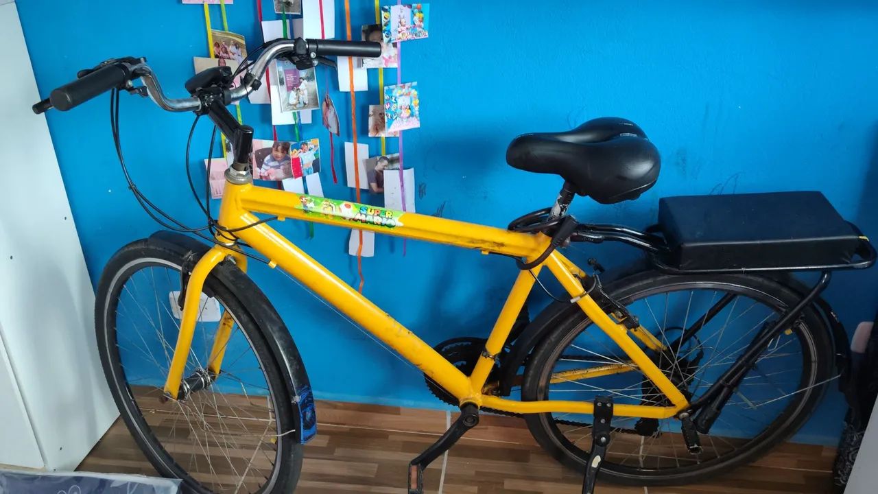 Bicicleta com bagageiro acolchoado
