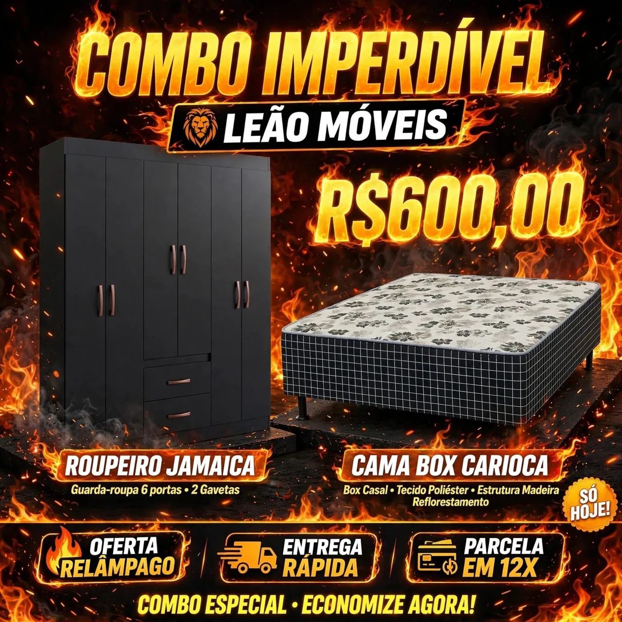 Combo Guarda roupa + Cama