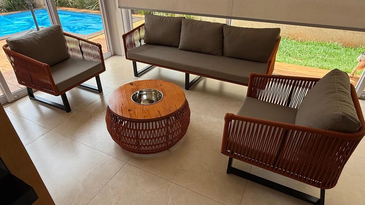 Vendo kit sofá tricô náutico para área externa com champanheira - Foto 2