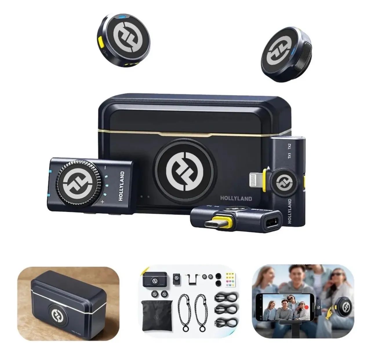 Hollyland Lark M2 Combo Lacrado Microfone Duplo USB C Lightning - Foto 4