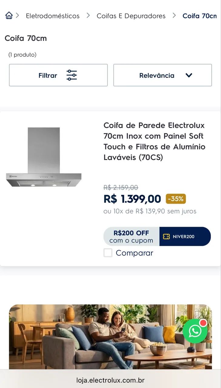 Coifa de Parede Eletrolux 70CS inox  - Foto 2