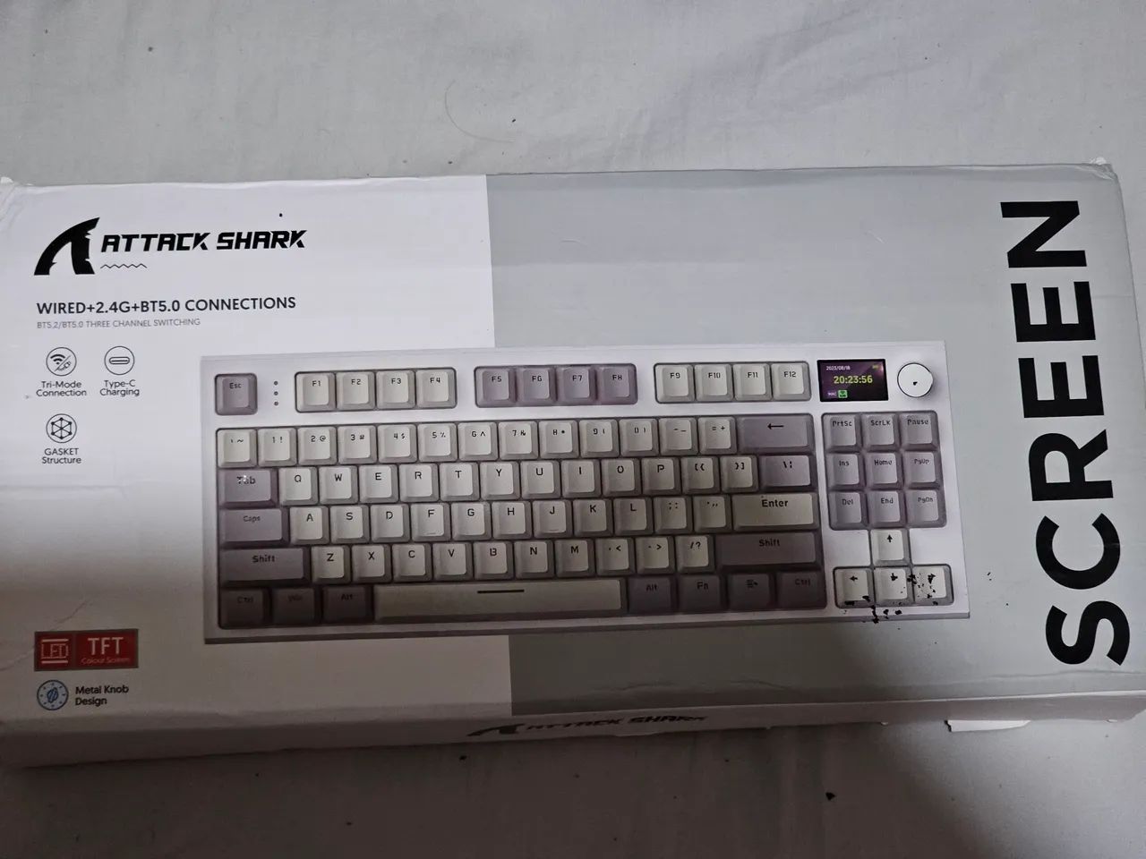 Teclado attack shark k86 branco rgb com tela - Foto 4