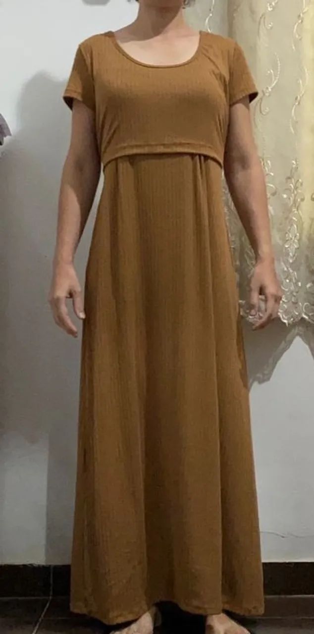 Vestido Amamentação Marrom - Tam M