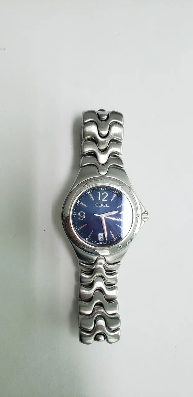 Ebel Sport Wave Quartzo Azul E Pulseira De Aço Inoxidável