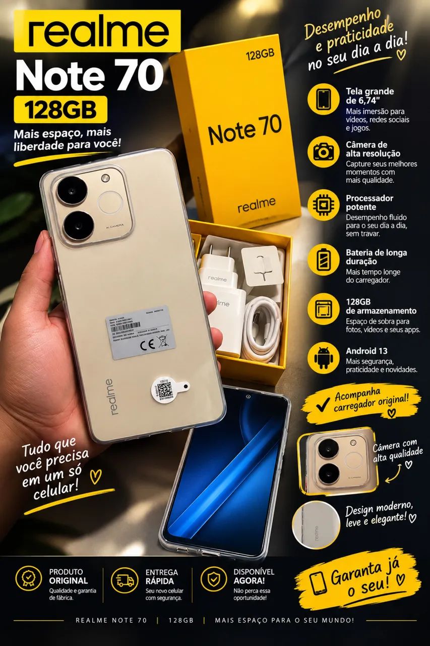 Realme Note 70 128gb (lacrado) garantia de um ano !