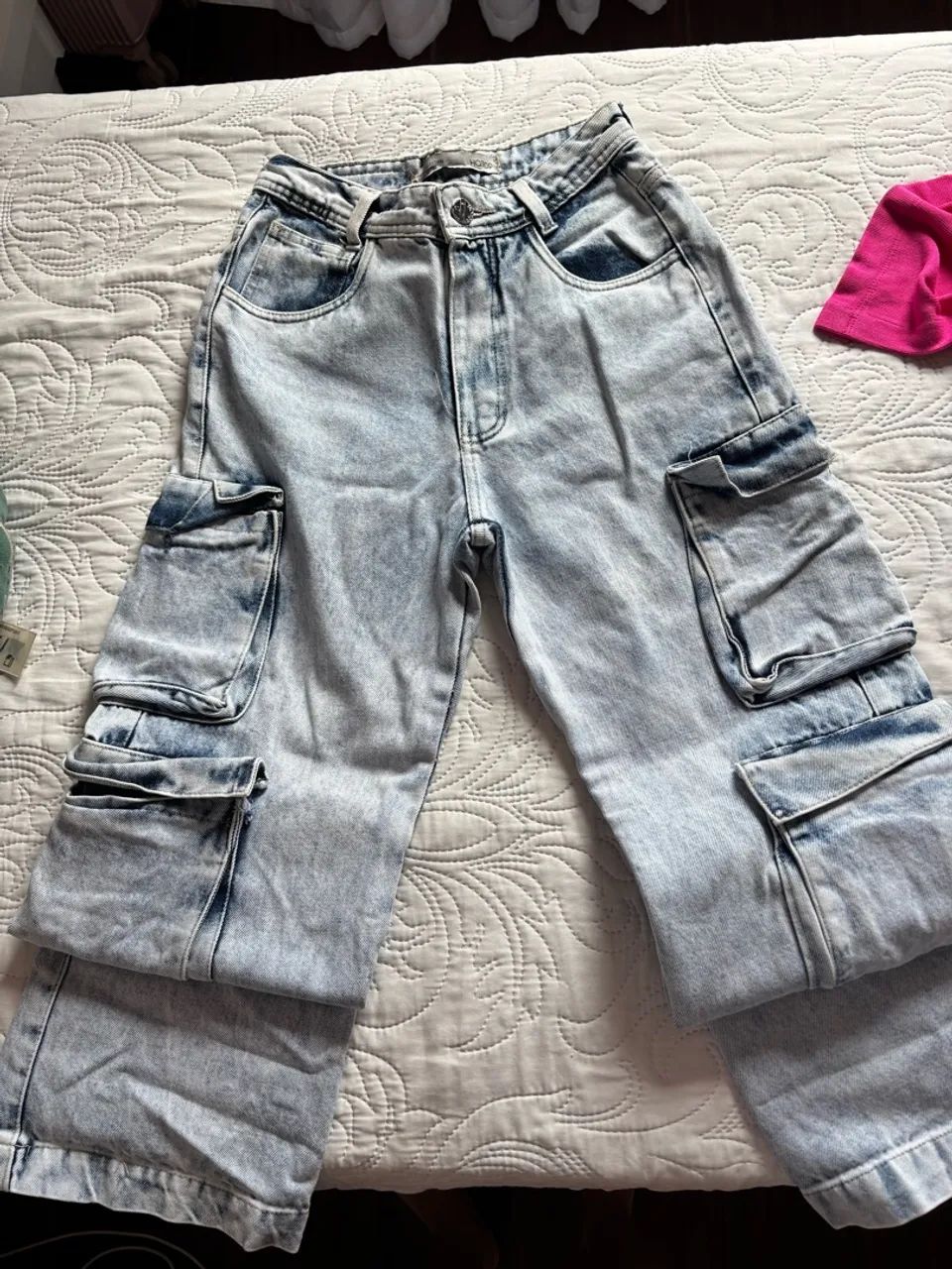 Calça jeans cargo wideleg - Foto 2