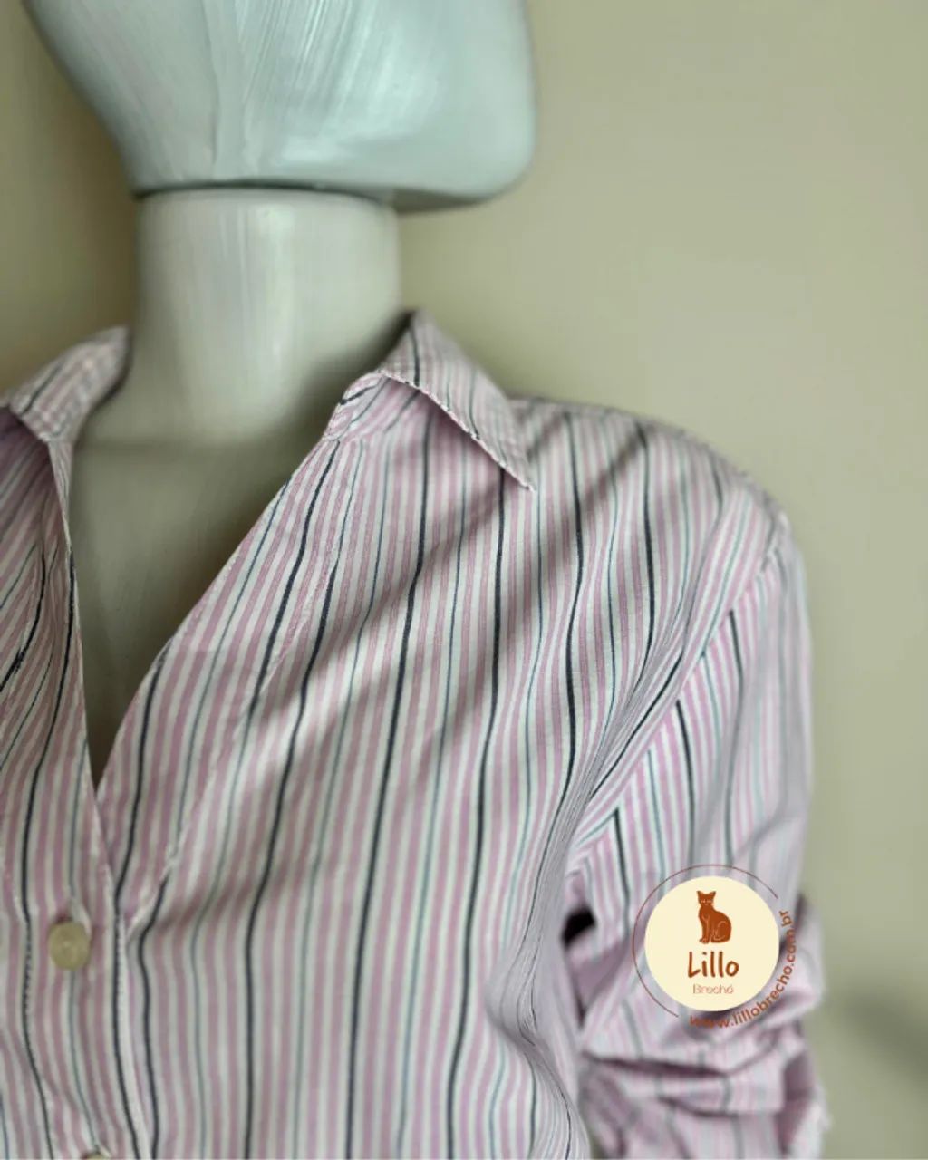 Camisa Feminina Listrada Rosa - Hidrogen - Foto 3