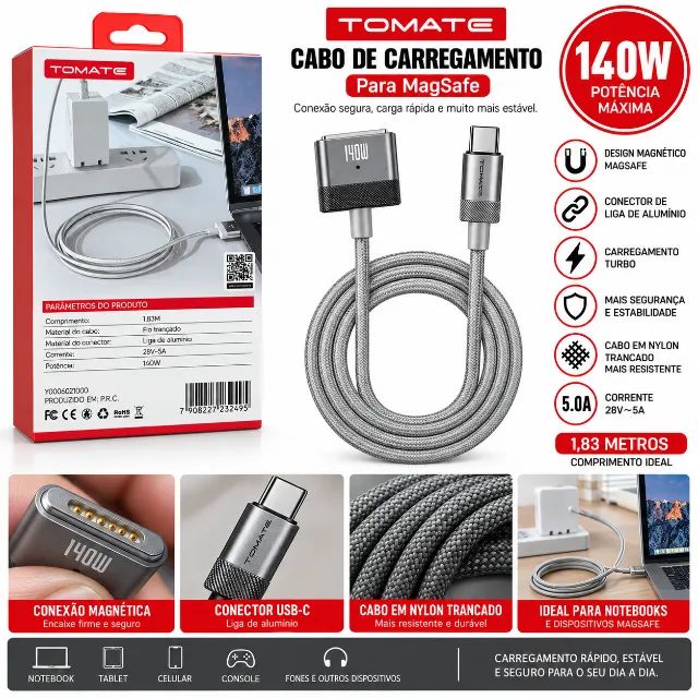 Cabo Compativel Com Somente Com Magsafe 3 Macbook A2681 96w 140w - Foto 4