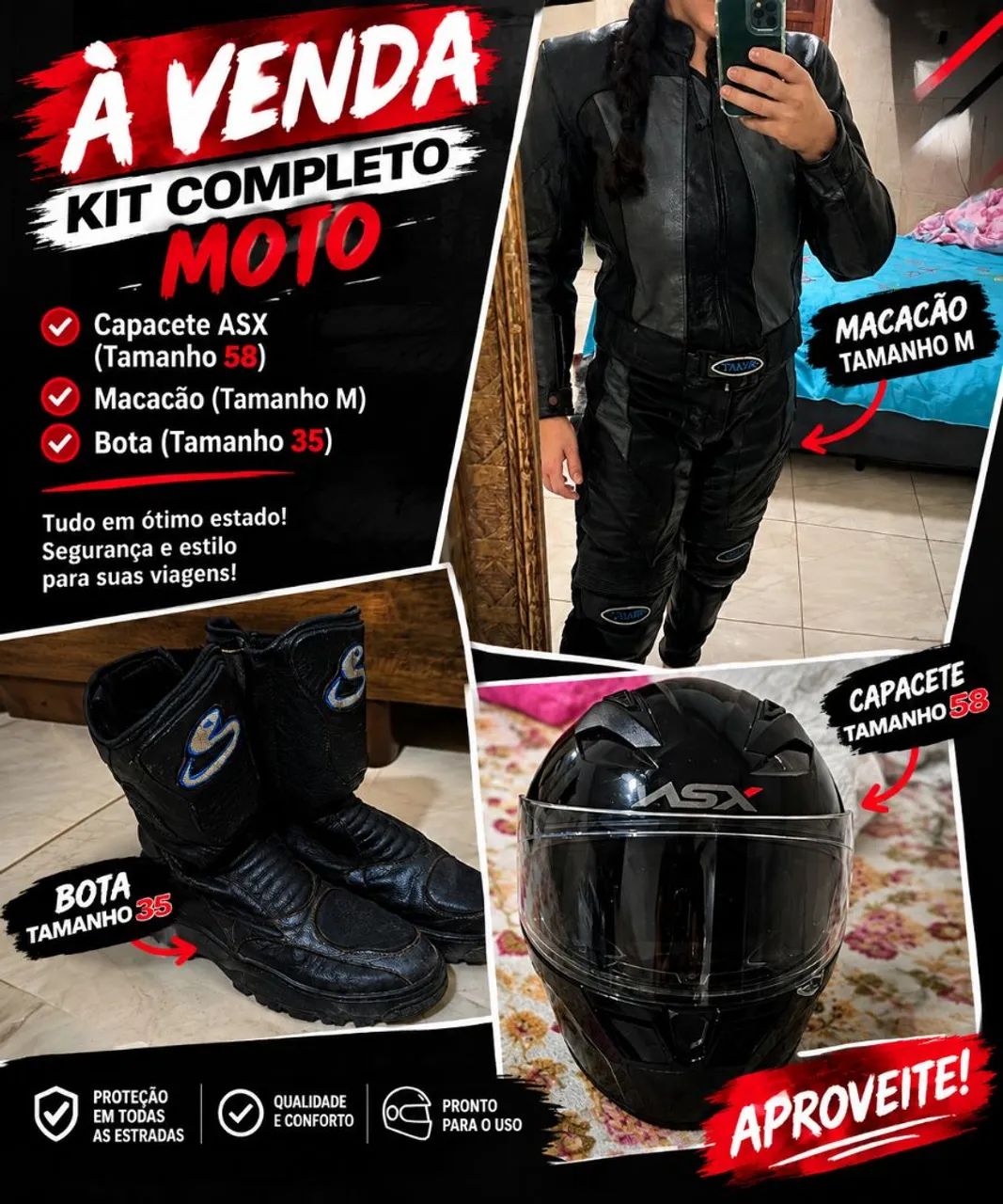Macacão motociclista feminino 