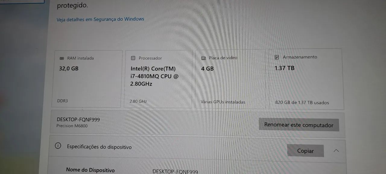 Notebook dell i7 usado precission gamer - Foto 2