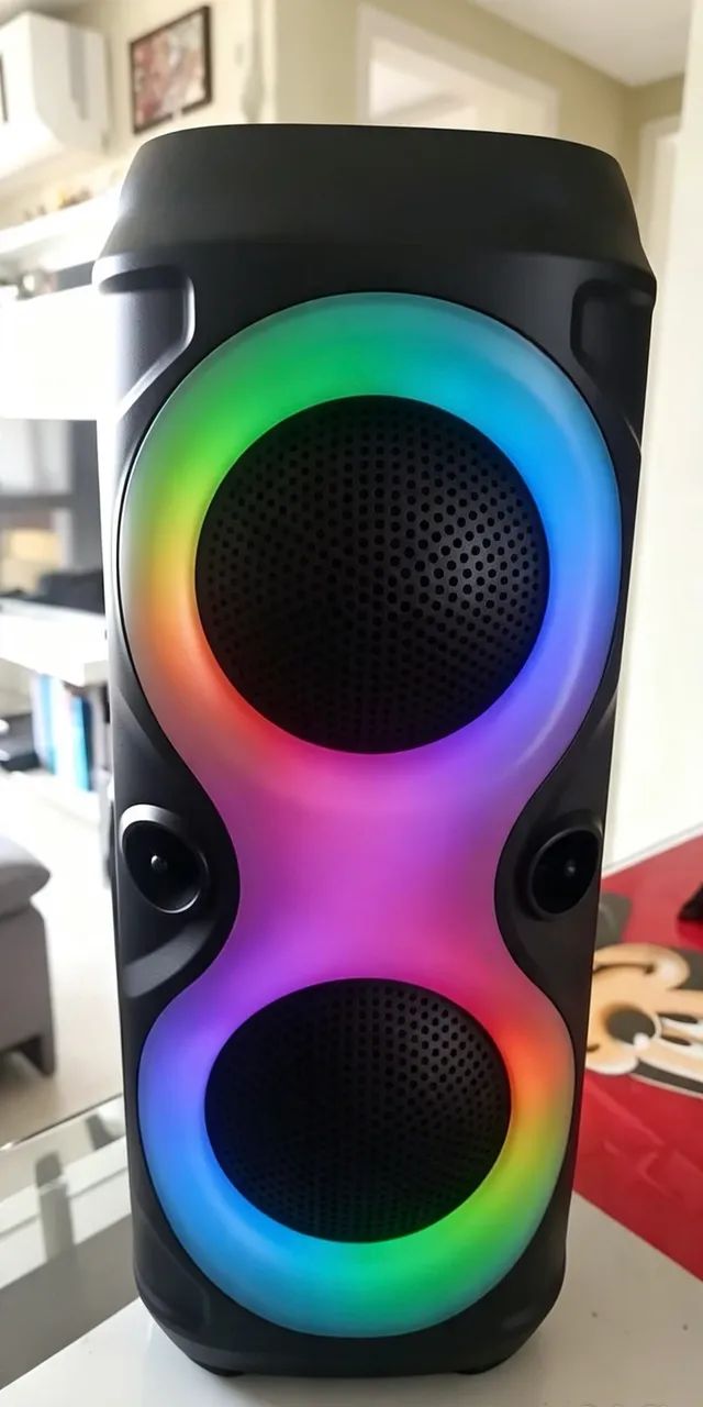 Caixa de Som Bluetooth Portátil LED RGB ? 30W / FM / USB / TWS ? Nova