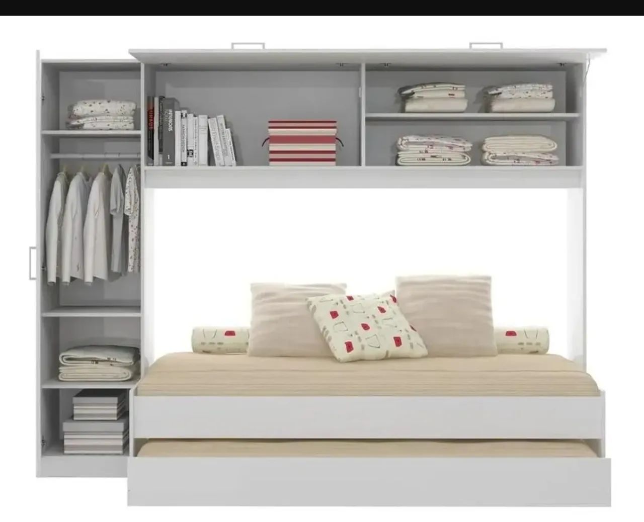 CAMA DE SOLTEIRO COM GUARDA ROUPA 