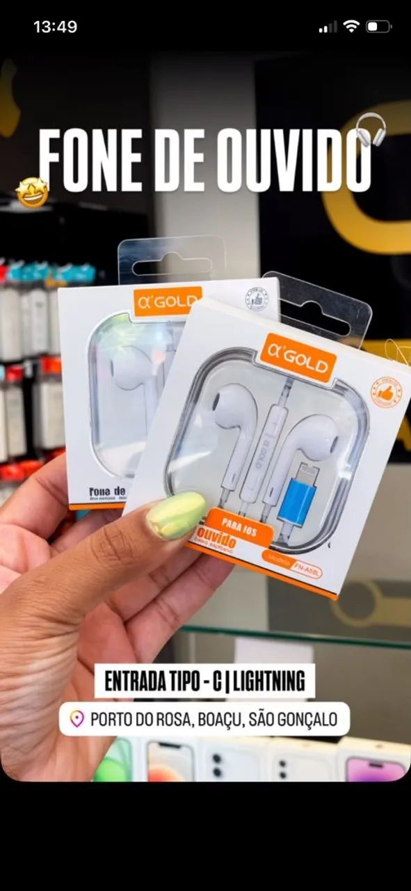 Fone de Ouvido Tipo-C e Lightning 